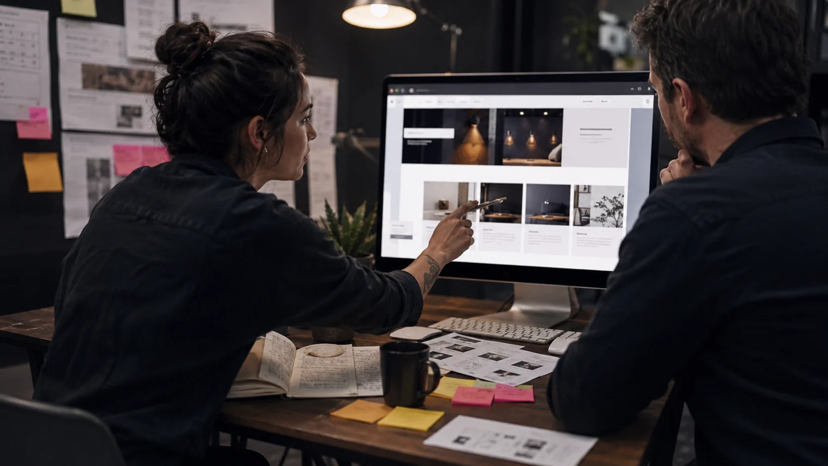 Design team reviewing a website redesign prototype